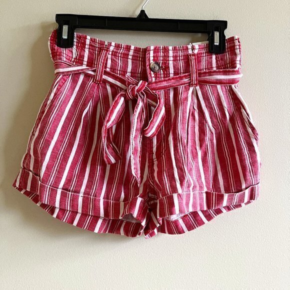 NEW American Eagle‎ Outfitters Striped Super Hi Rise Shorts Belt Womens Size 00 - Picture 2 of 7